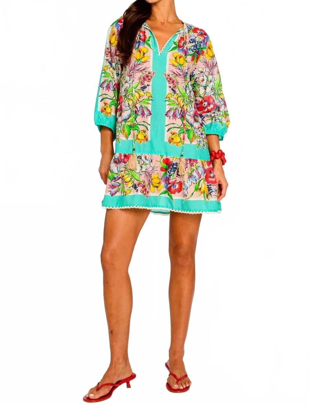 NEW ELIZABETH JAMES THE LABEL blossom beach dress in vintage scarf